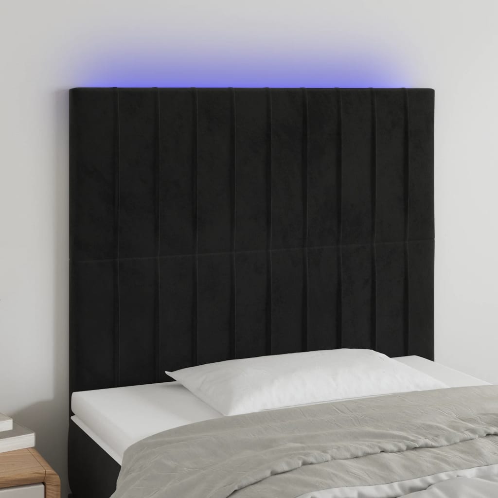 Hoofdbord LED 100x5x118/128 cm fluweel zwart is nu te koop bij PeponiXL, paradijselijk wonen!