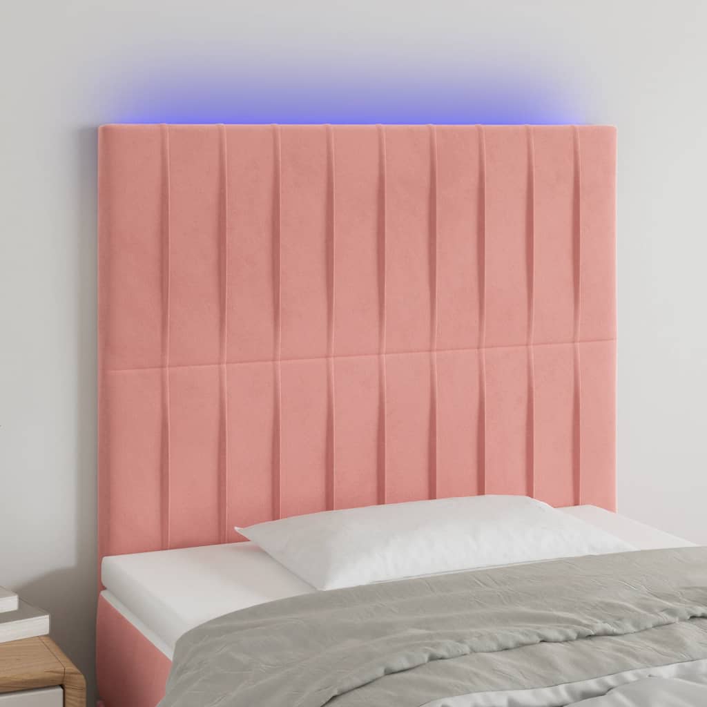 Hoofdbord LED 100x5x118/128 cm fluweel roze is nu te koop bij PeponiXL, paradijselijk wonen!