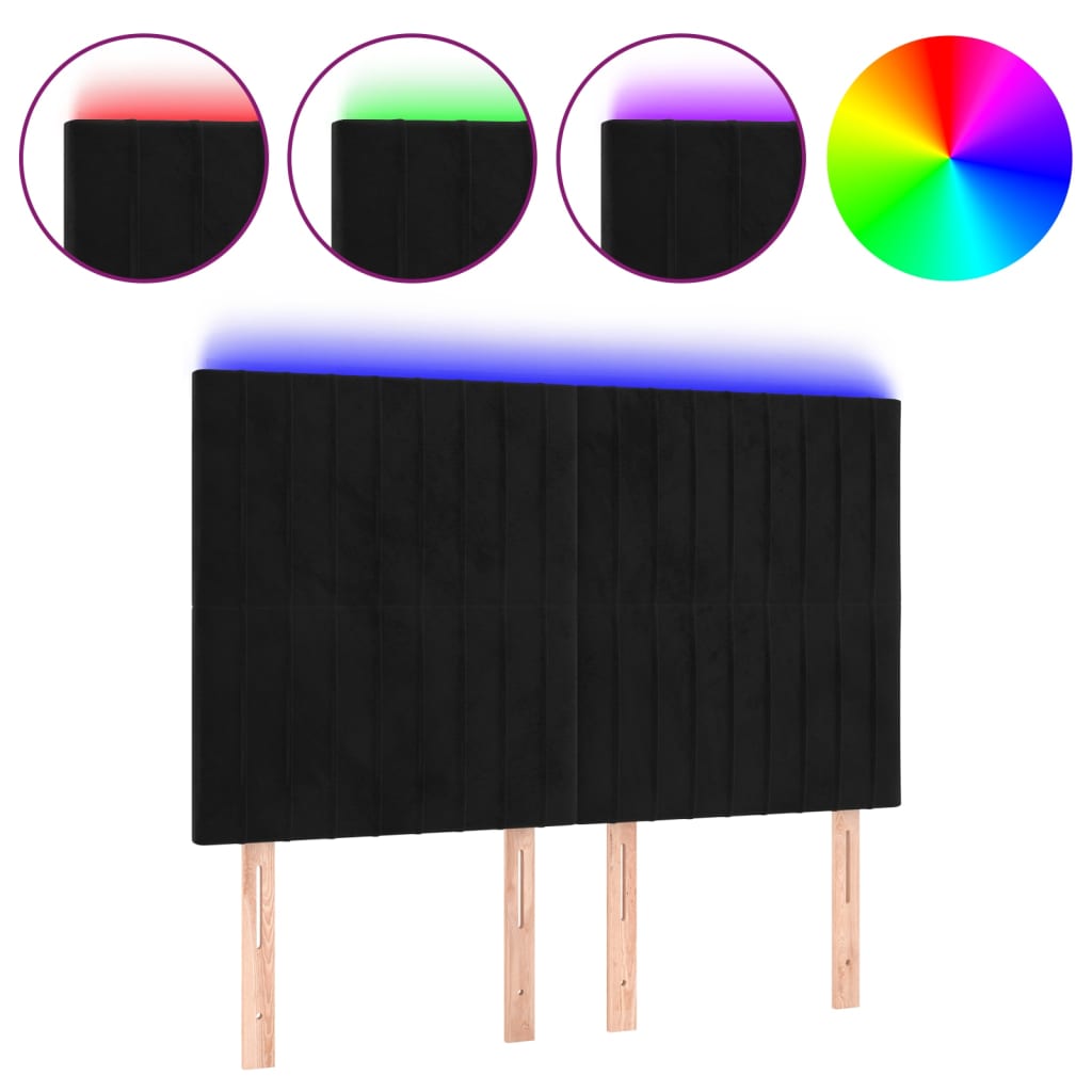 Hoofdbord LED 144x5x118/128 cm fluweel zwart is nu te koop bij PeponiXL, paradijselijk wonen!