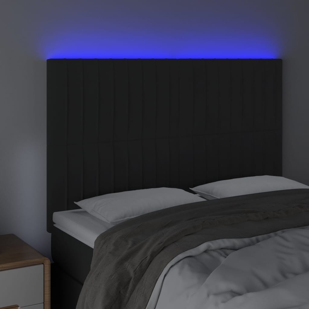 Hoofdbord LED 144x5x118/128 cm fluweel zwart is nu te koop bij PeponiXL, paradijselijk wonen!