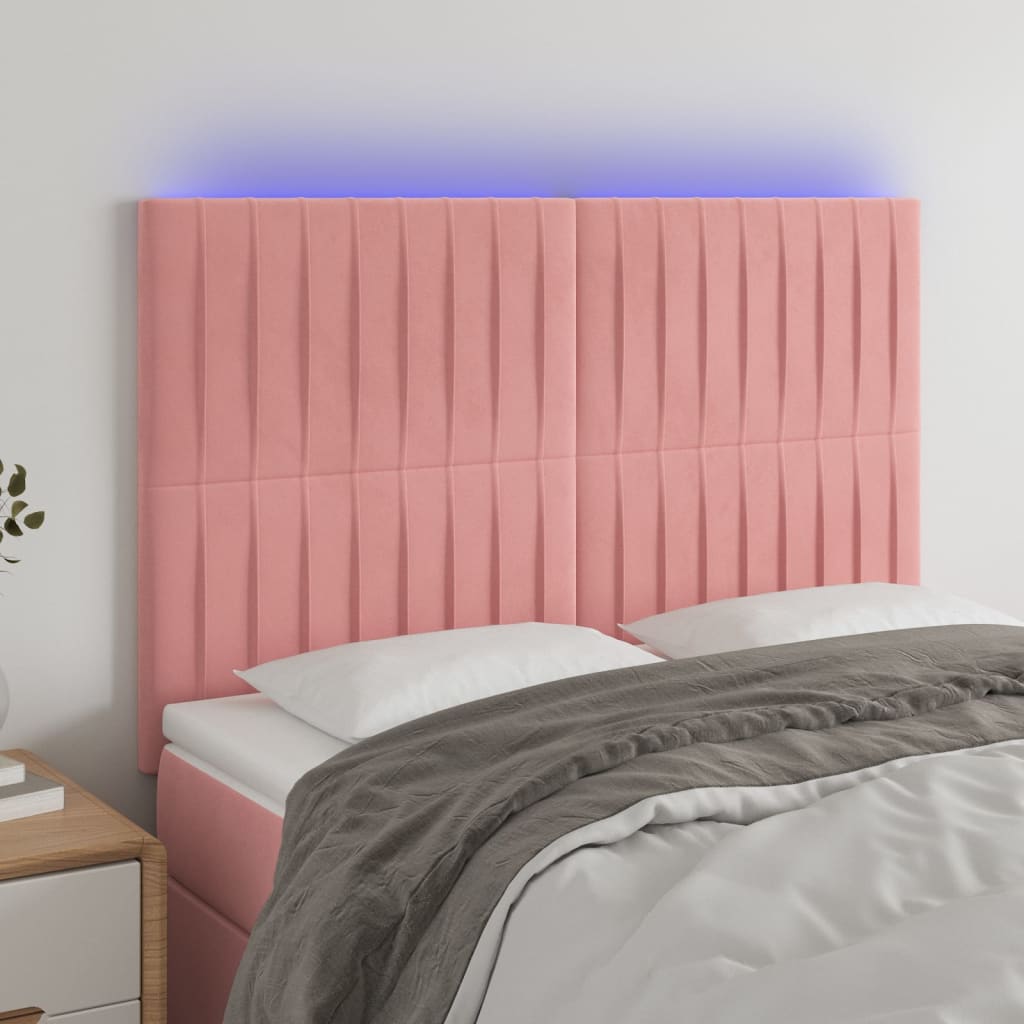 Hoofdbord LED 144x5x118/128 cm fluweel zwart is nu te koop bij PeponiXL, paradijselijk wonen!