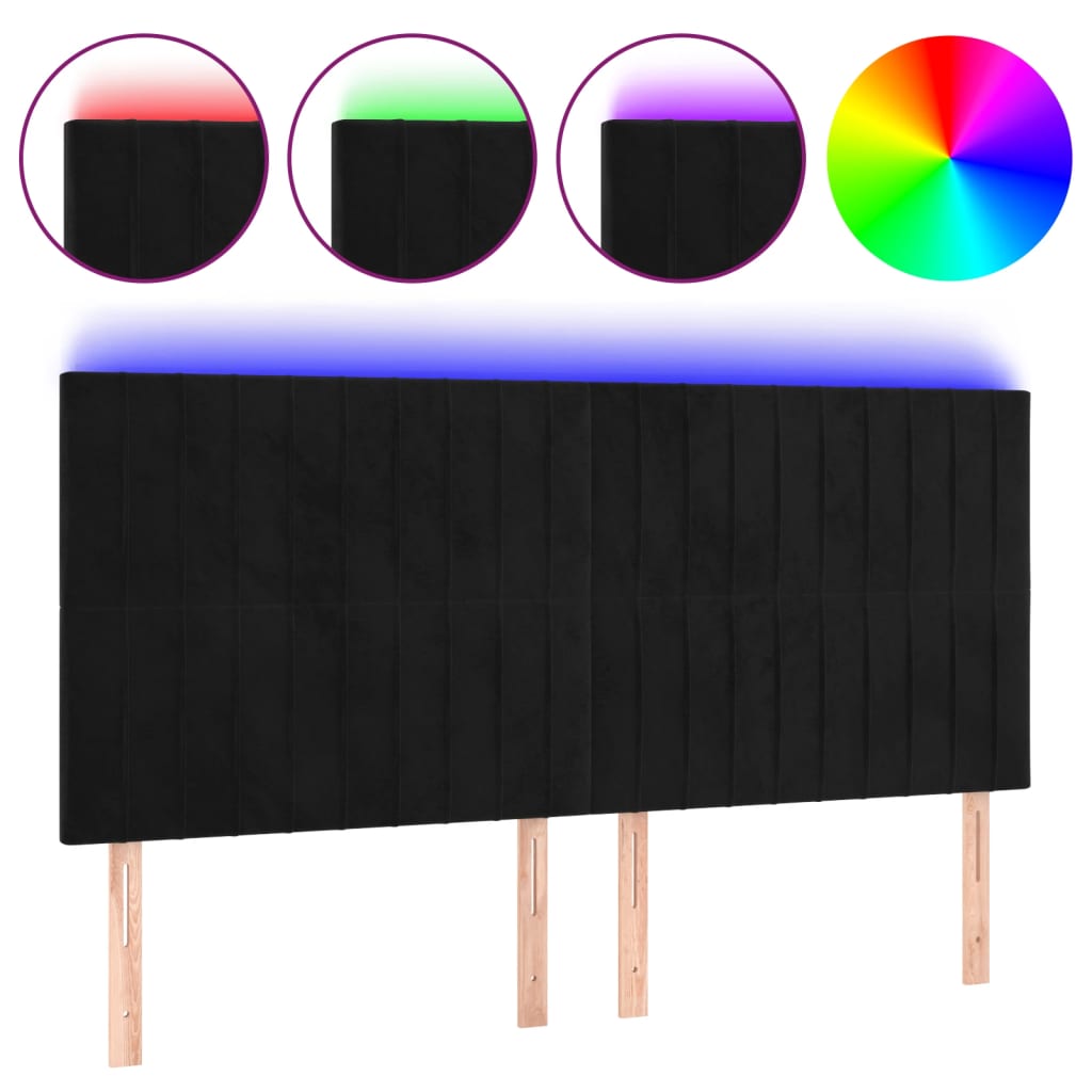 Hoofdbord LED 160x5x118/128 cm fluweel zwart is nu te koop bij PeponiXL, paradijselijk wonen!