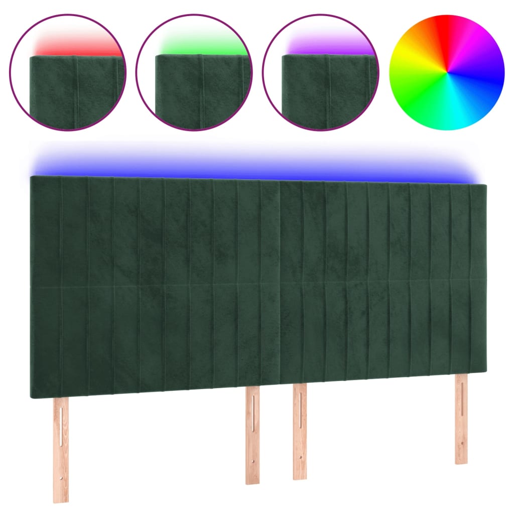 Hoofdbord LED 160x5x118/128 cm fluweel donkergroen is nu te koop bij PeponiXL, paradijselijk wonen!