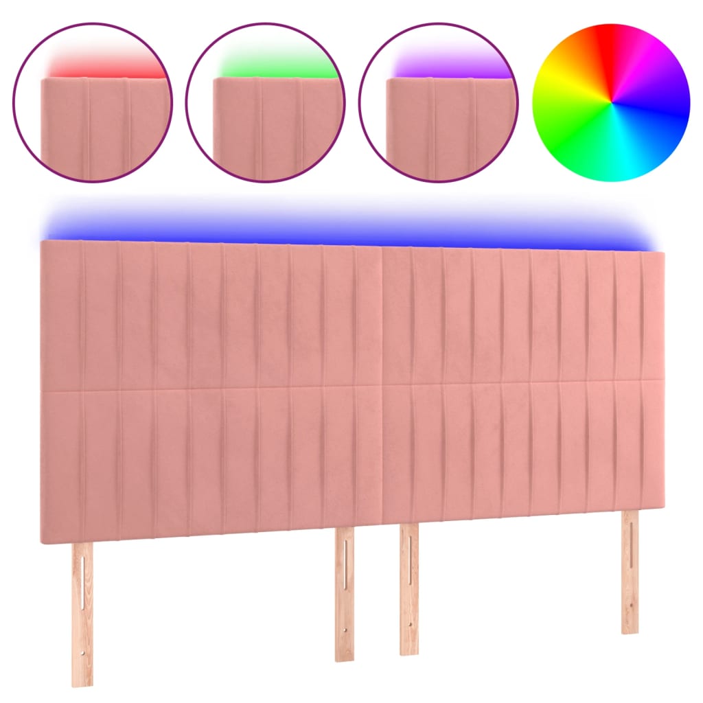Hoofdbord LED 180x5x118/128 cm fluweel roze is nu te koop bij PeponiXL, paradijselijk wonen!
