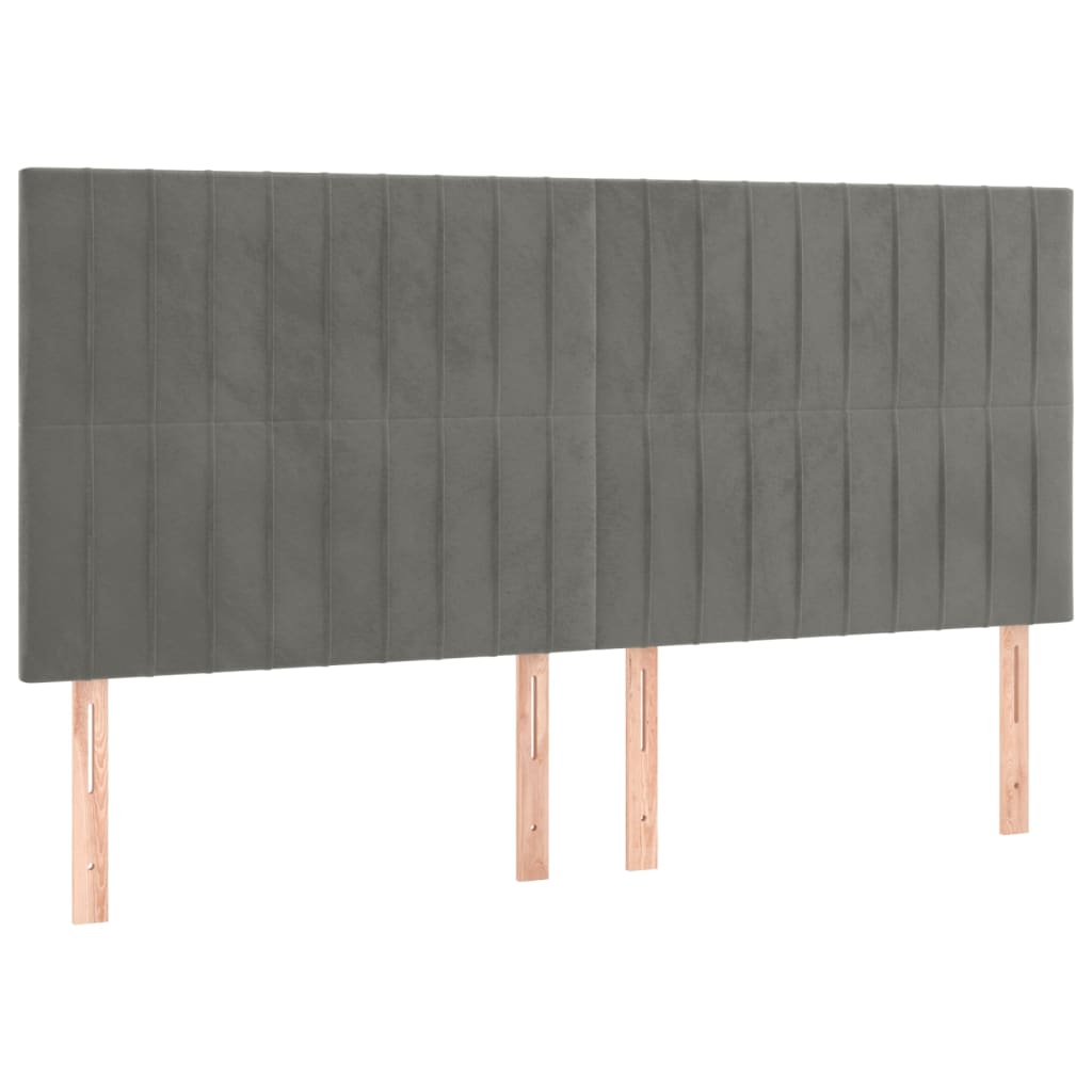 Hoofdbord LED 200x5x118/128 cm fluweel lichtgrijs is nu te koop bij PeponiXL, paradijselijk wonen!