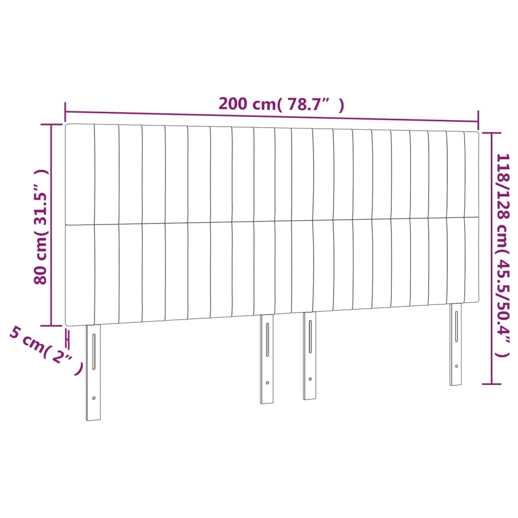Hoofdbord LED 200x5x118/128 cm fluweel lichtgrijs is nu te koop bij PeponiXL, paradijselijk wonen!