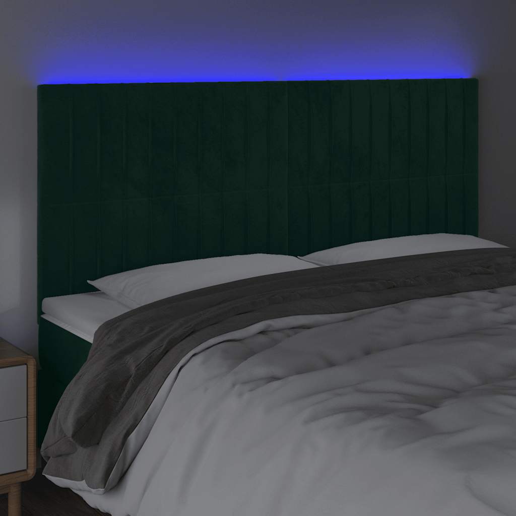 Hoofdbord LED 200x5x118/128 cm fluweel donkergroen is nu te koop bij PeponiXL, paradijselijk wonen!