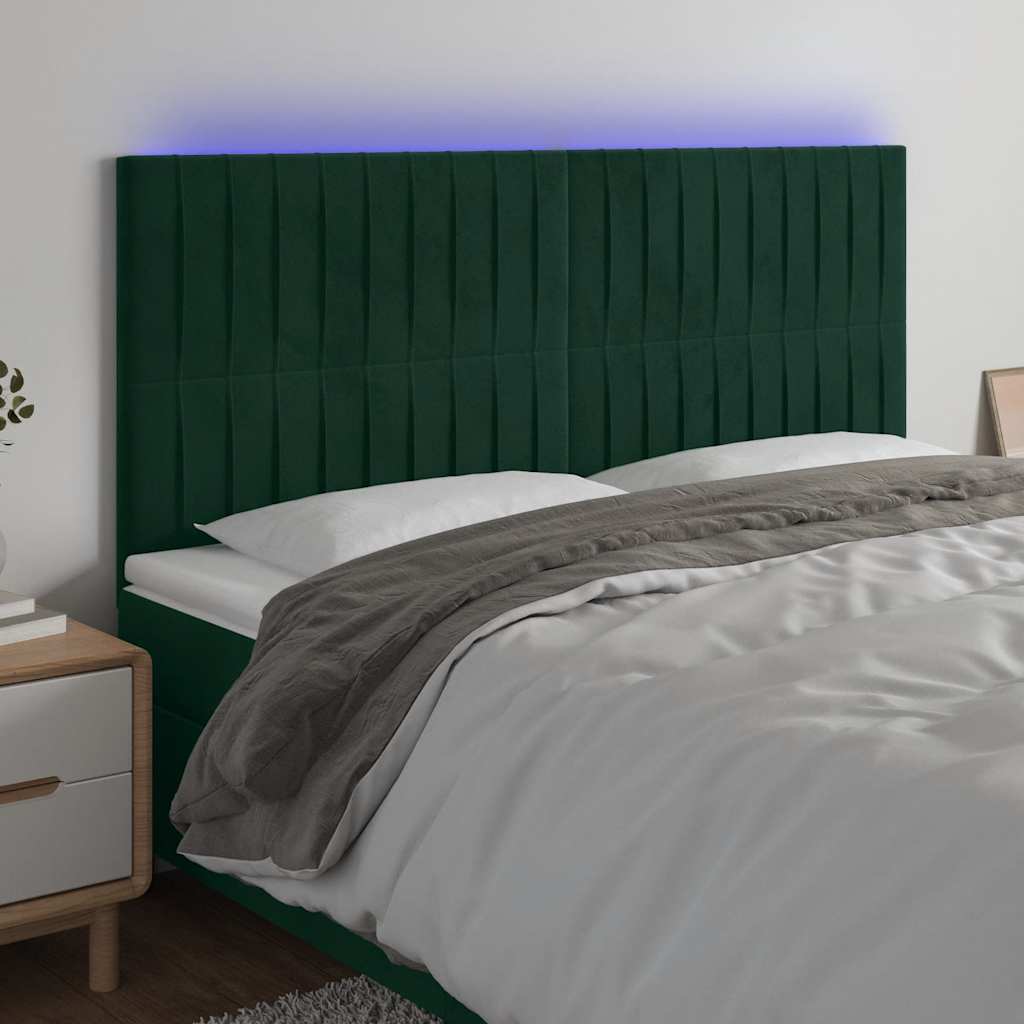 Hoofdbord LED 200x5x118/128 cm fluweel donkergroen is nu te koop bij PeponiXL, paradijselijk wonen!
