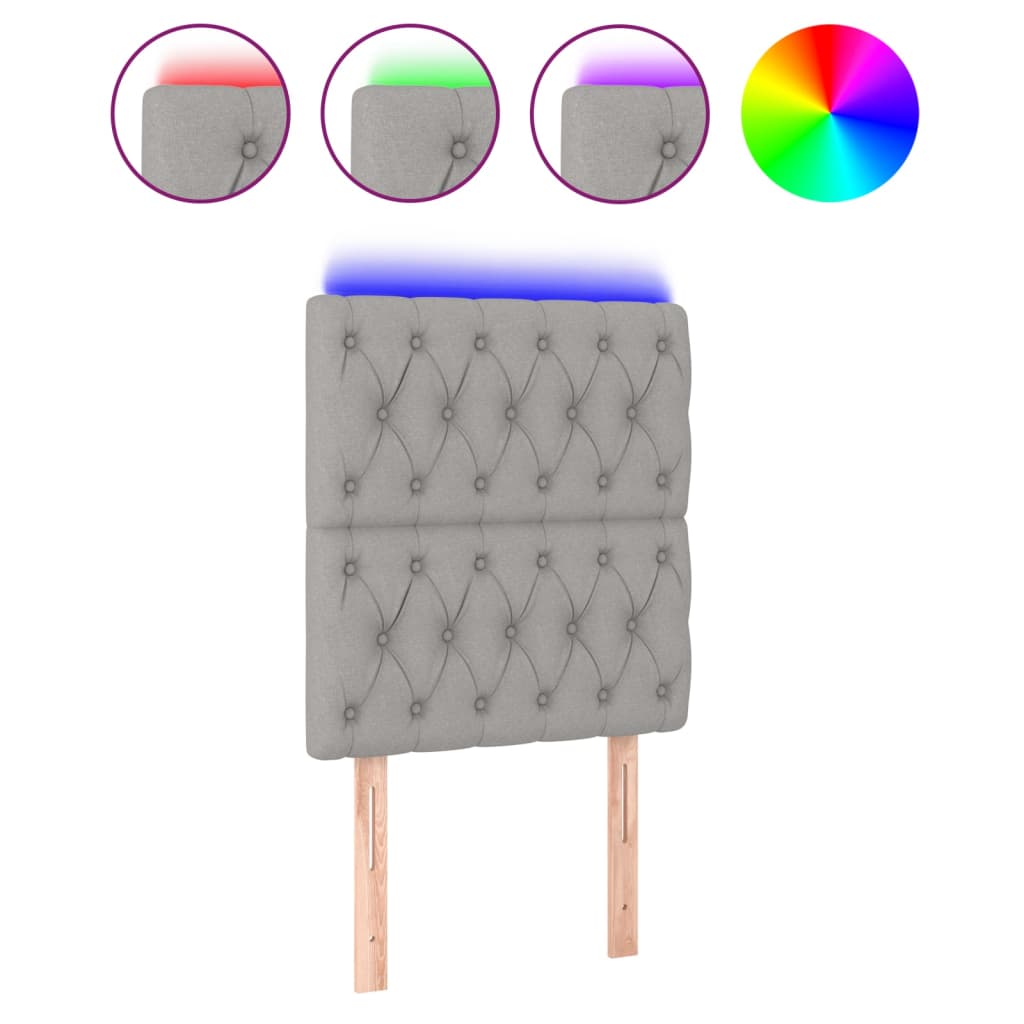 Hoofdbord LED 80x7x118/128 cm stof lichtgrijs is nu te koop bij PeponiXL, paradijselijk wonen!