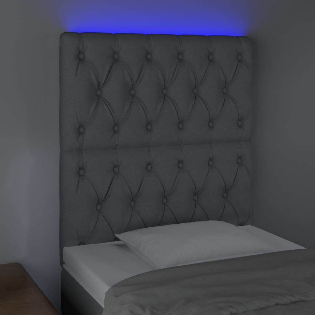 Hoofdbord LED 80x7x118/128 cm stof lichtgrijs is nu te koop bij PeponiXL, paradijselijk wonen!