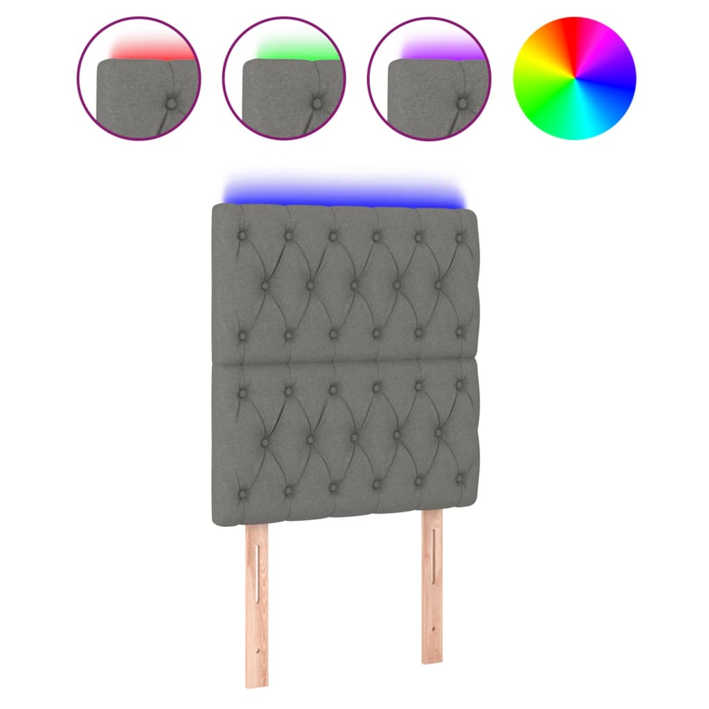 Hoofdbord LED 80x7x118/128 cm stof donkergrijs is nu te koop bij PeponiXL, paradijselijk wonen!