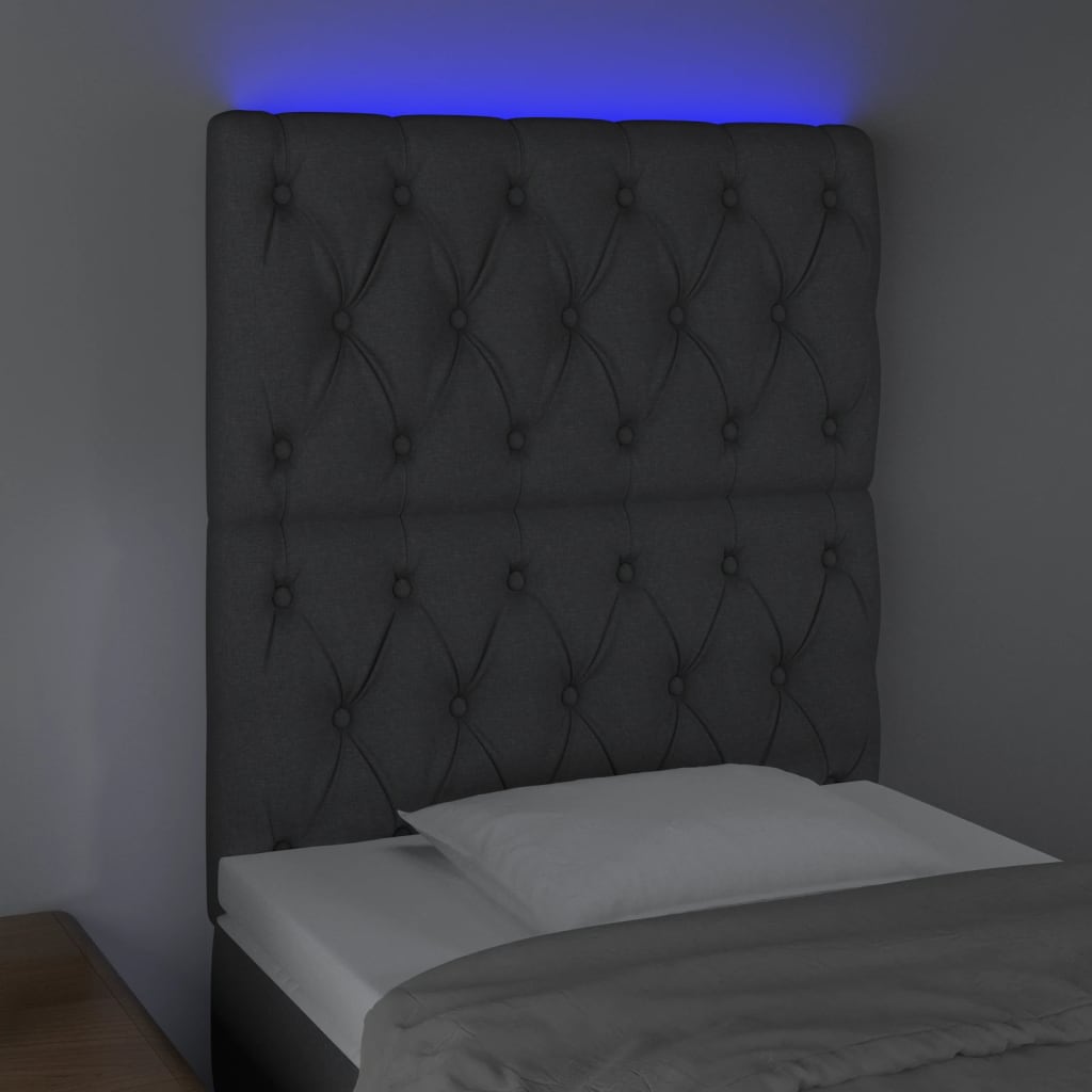 Hoofdbord LED 80x7x118/128 cm stof donkergrijs is nu te koop bij PeponiXL, paradijselijk wonen!