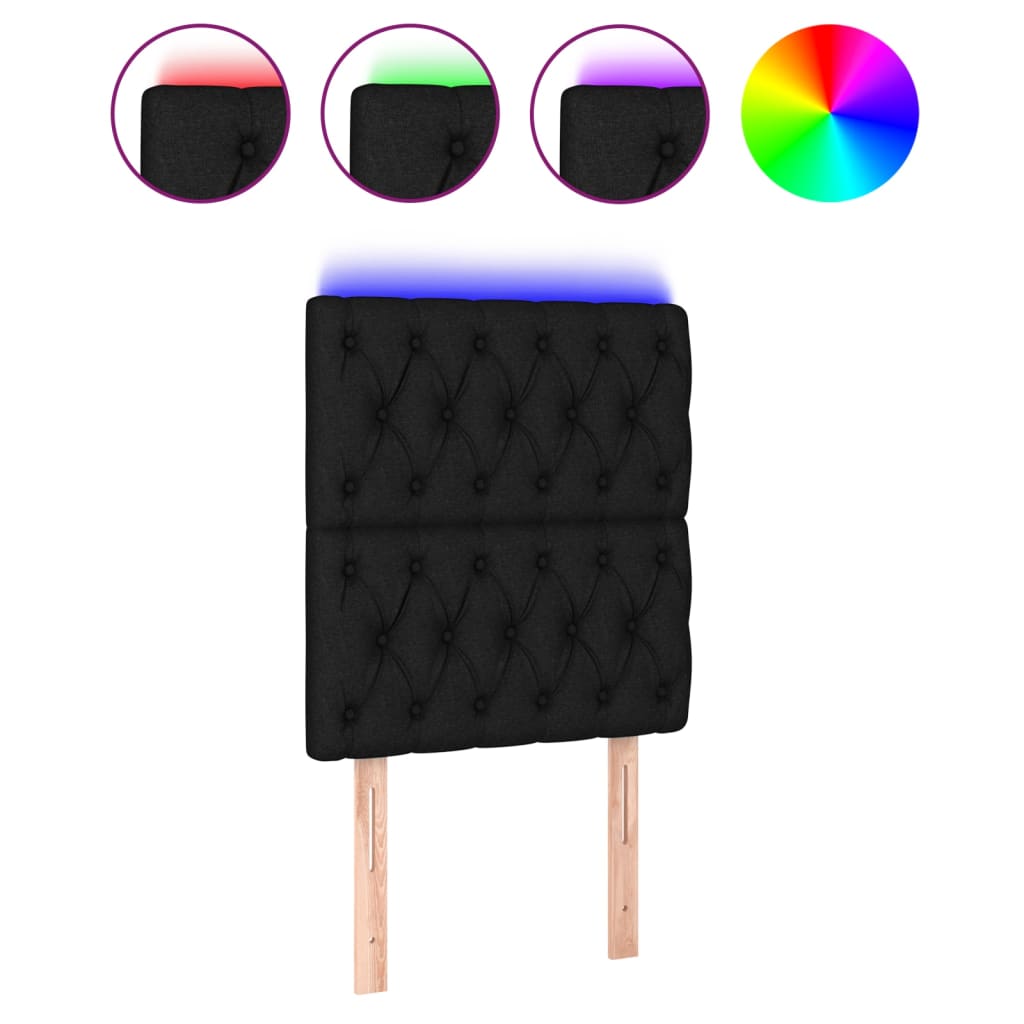Hoofdbord LED 80x7x118/128 cm stof zwart is nu te koop bij PeponiXL, paradijselijk wonen!
