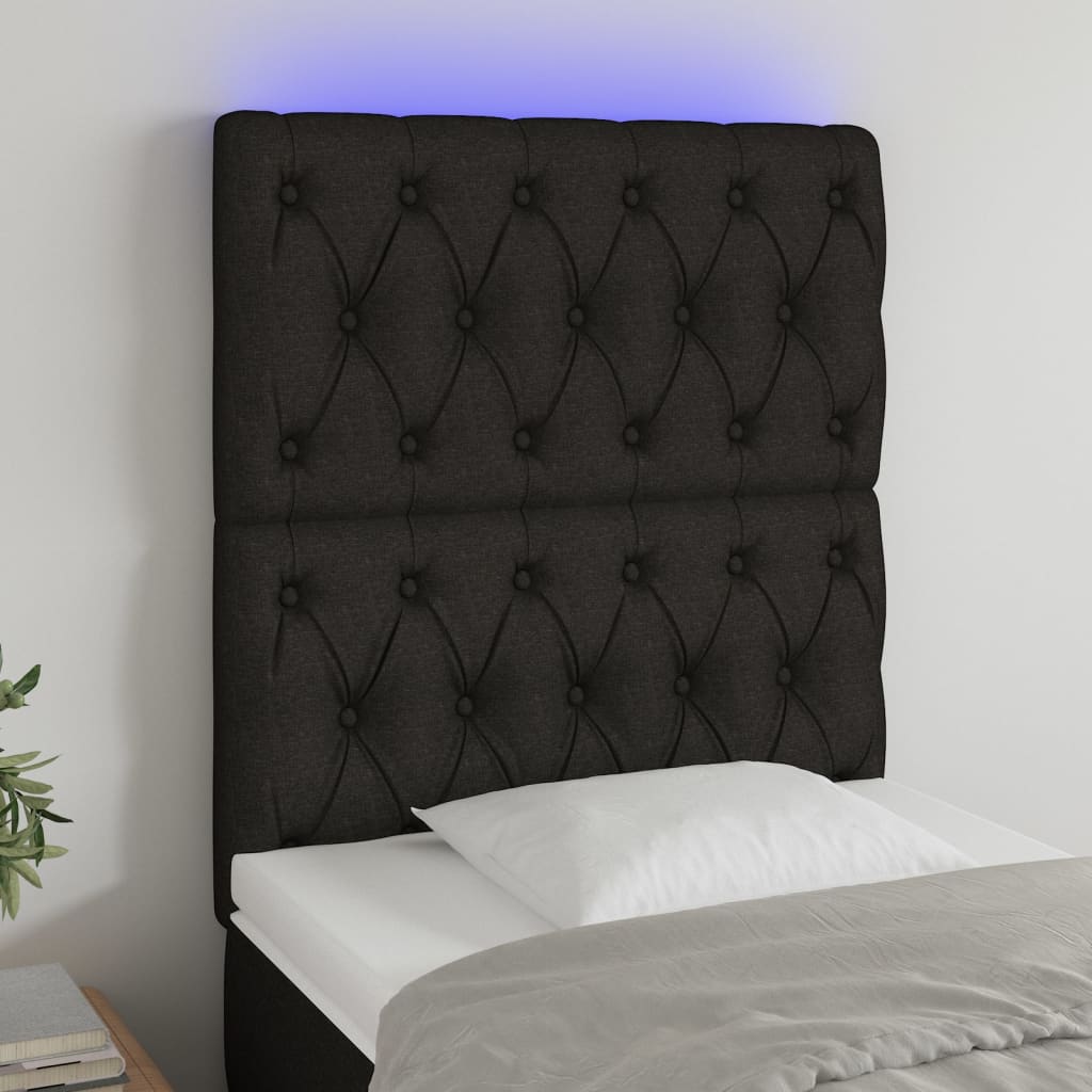 Hoofdbord LED 80x7x118/128 cm stof zwart is nu te koop bij PeponiXL, paradijselijk wonen!