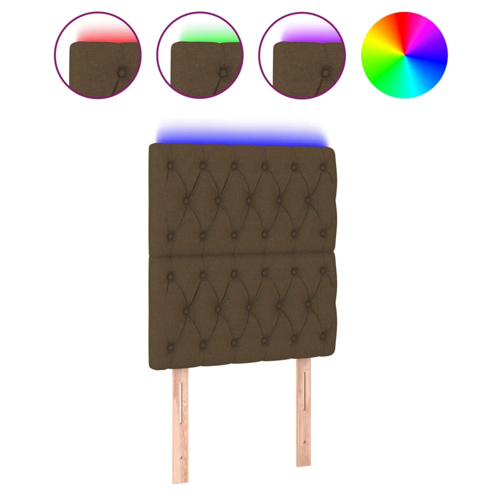 Hoofdbord LED 80x7x118/128 cm stof donkerbruin is nu te koop bij PeponiXL, paradijselijk wonen!