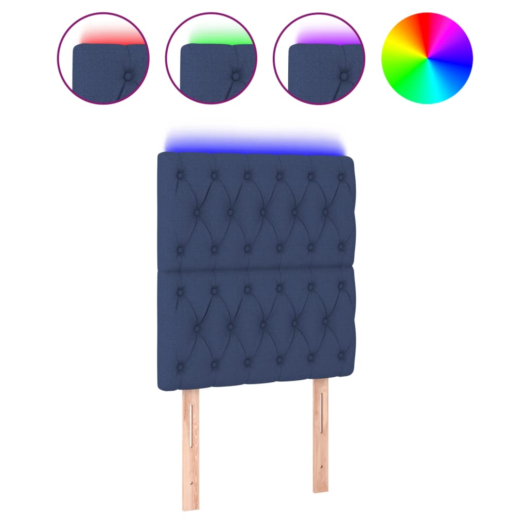 Hoofdbord LED 80x7x118/128 cm stof blauw is nu te koop bij PeponiXL, paradijselijk wonen!