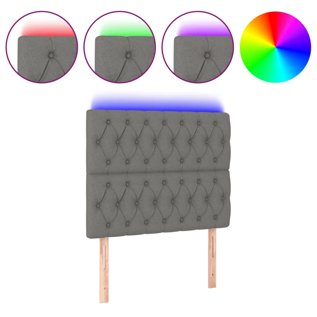 Hoofdbord LED 90x7x118/128 cm stof donkergrijs is nu te koop bij PeponiXL, paradijselijk wonen!