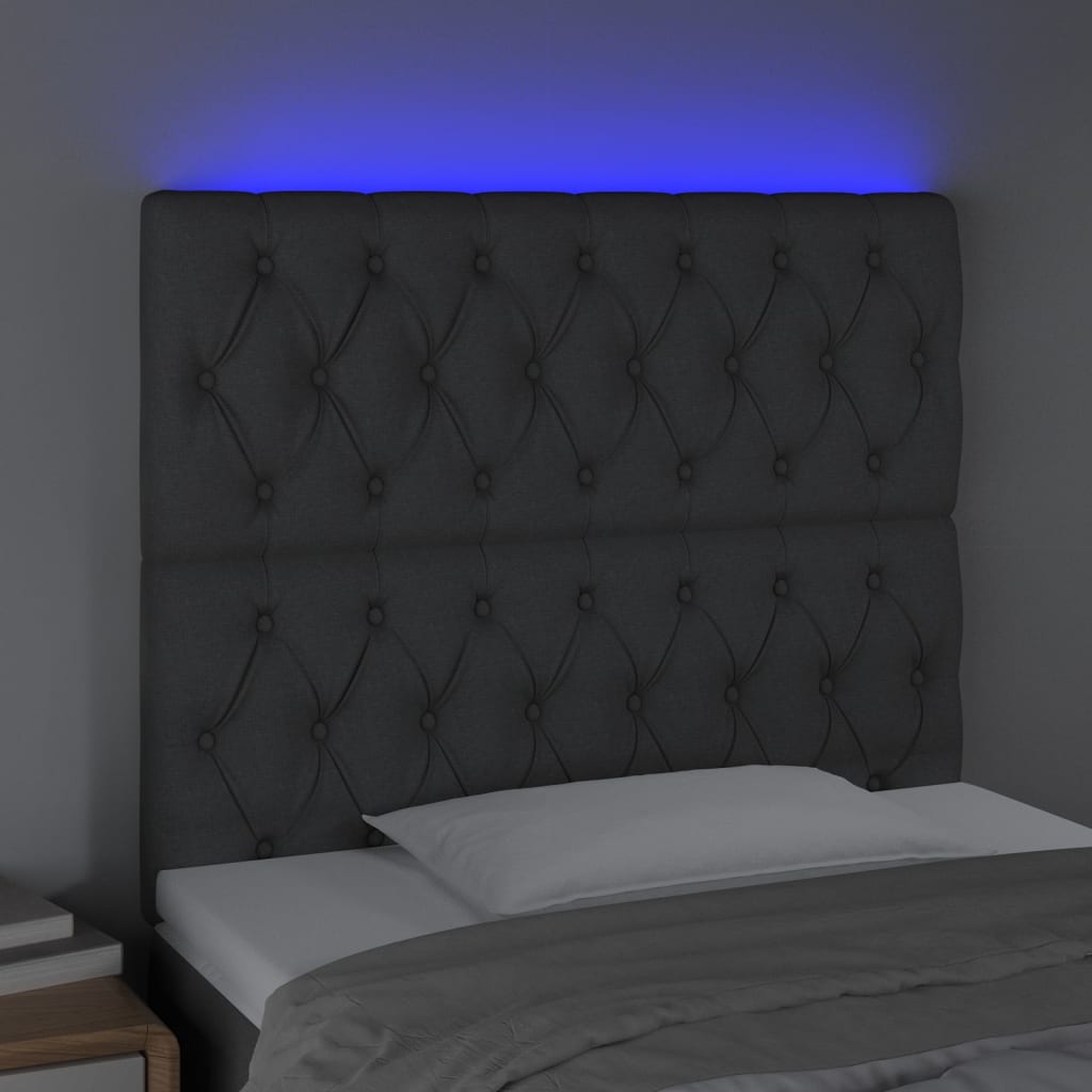 Hoofdbord LED 90x7x118/128 cm stof donkergrijs is nu te koop bij PeponiXL, paradijselijk wonen!