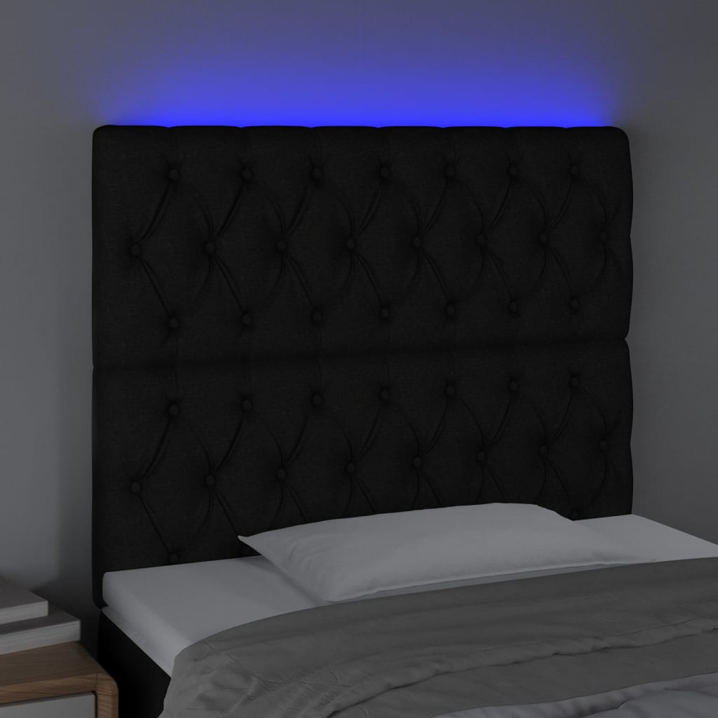 Hoofdbord LED 90x7x118/128 cm stof zwart is nu te koop bij PeponiXL, paradijselijk wonen!