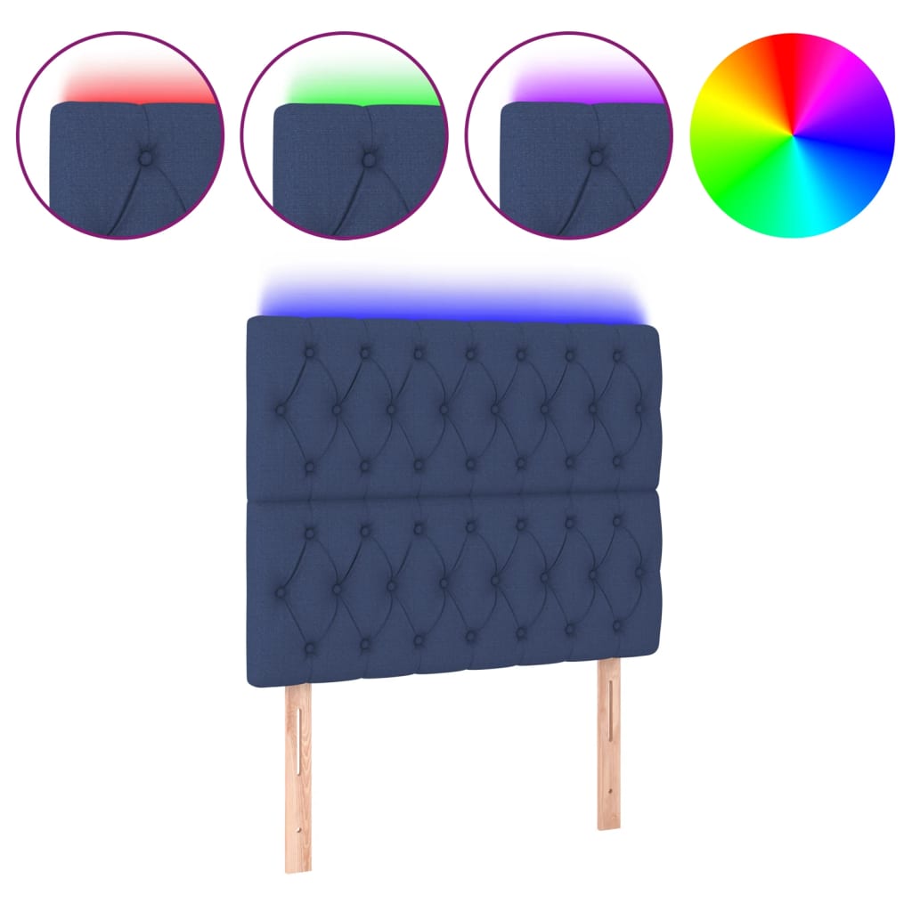 Hoofdbord LED 90x7x118/128 cm stof blauw is nu te koop bij PeponiXL, paradijselijk wonen!