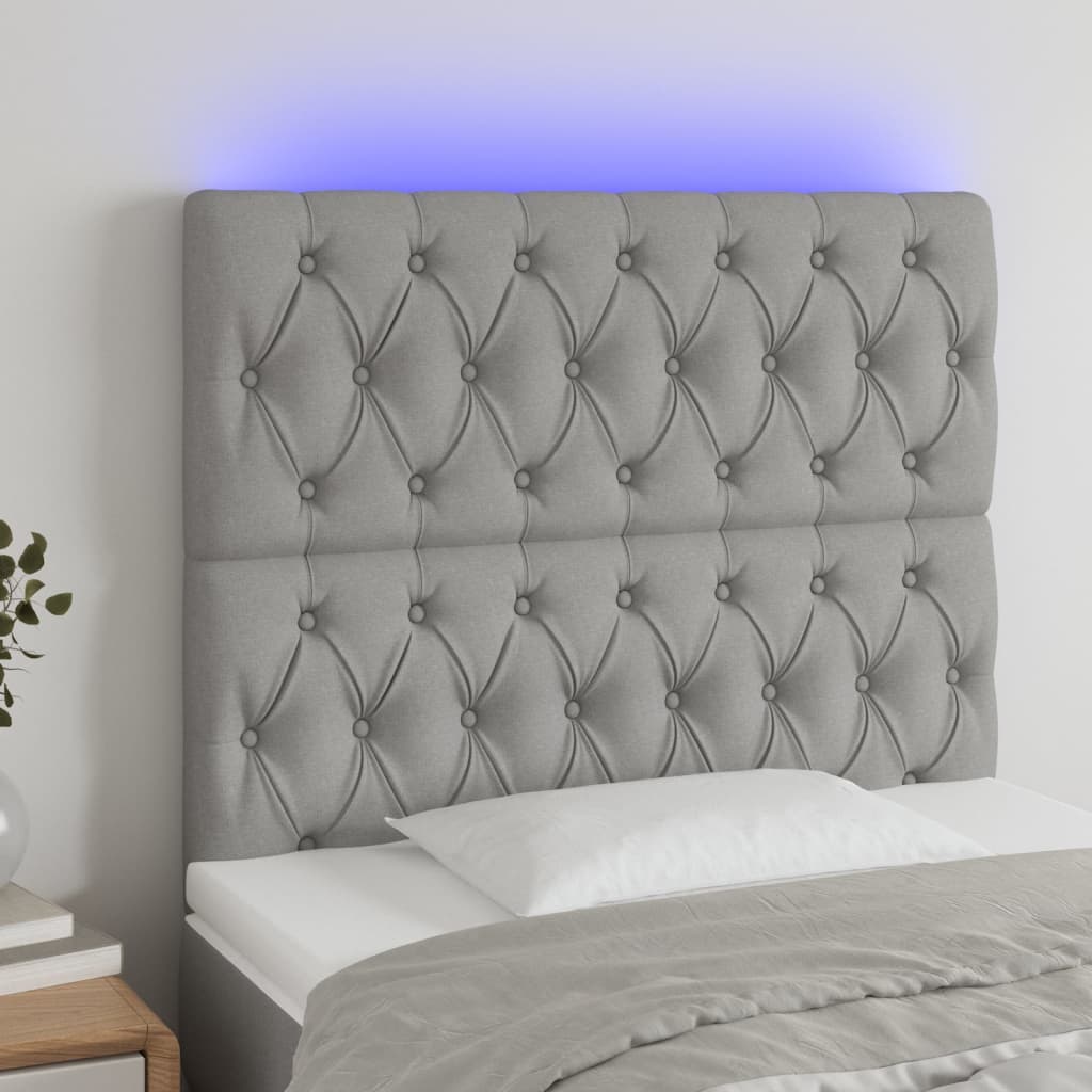 Hoofdbord LED 100x7x118/128 cm stof lichtgrijs is nu te koop bij PeponiXL, paradijselijk wonen!
