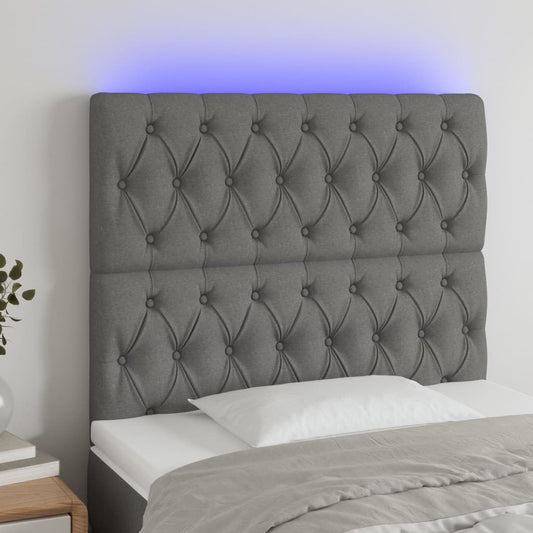 Hoofdbord LED 100x7x118/128 cm stof donkergrijs is nu te koop bij PeponiXL, paradijselijk wonen!