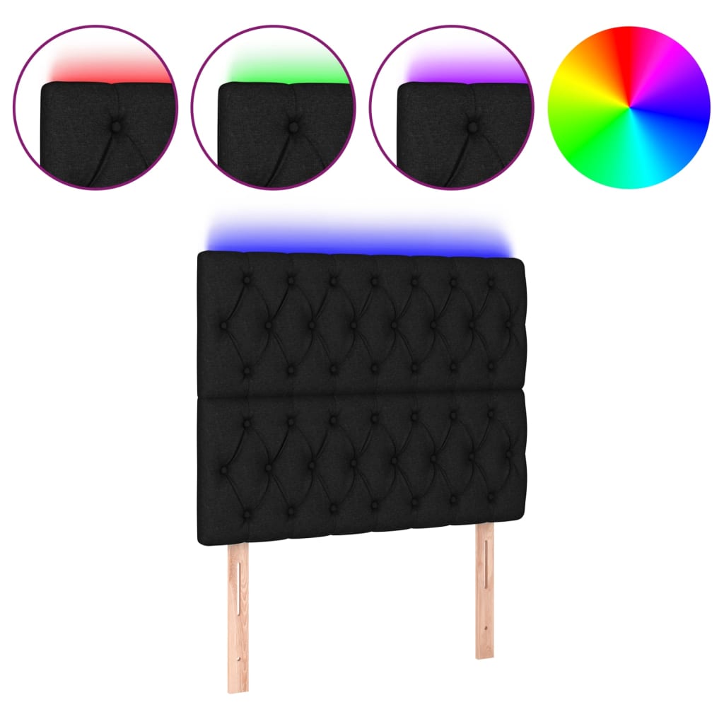Hoofdbord LED 100x7x118/128 cm stof zwart is nu te koop bij PeponiXL, paradijselijk wonen!