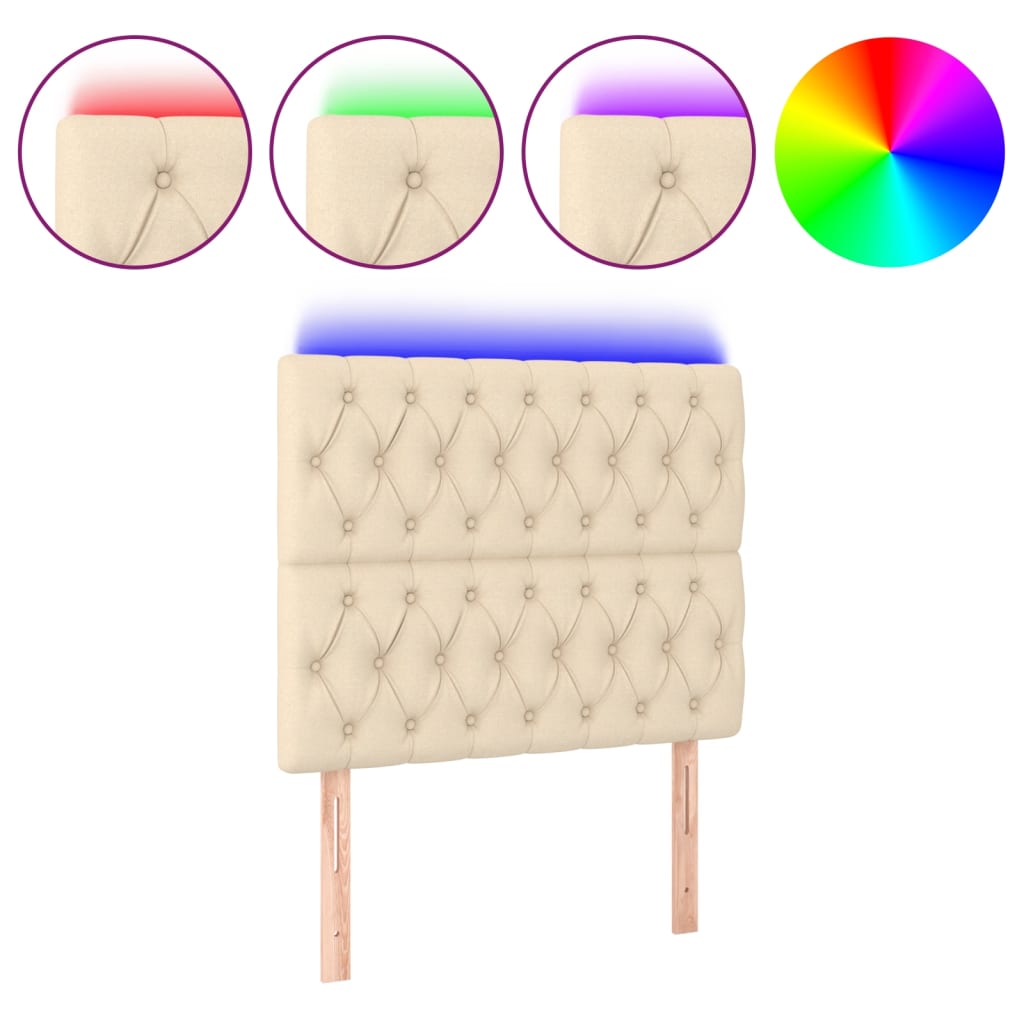 Hoofdbord LED 100x7x118/128 cm stof crèmekleurig is nu te koop bij PeponiXL, paradijselijk wonen!