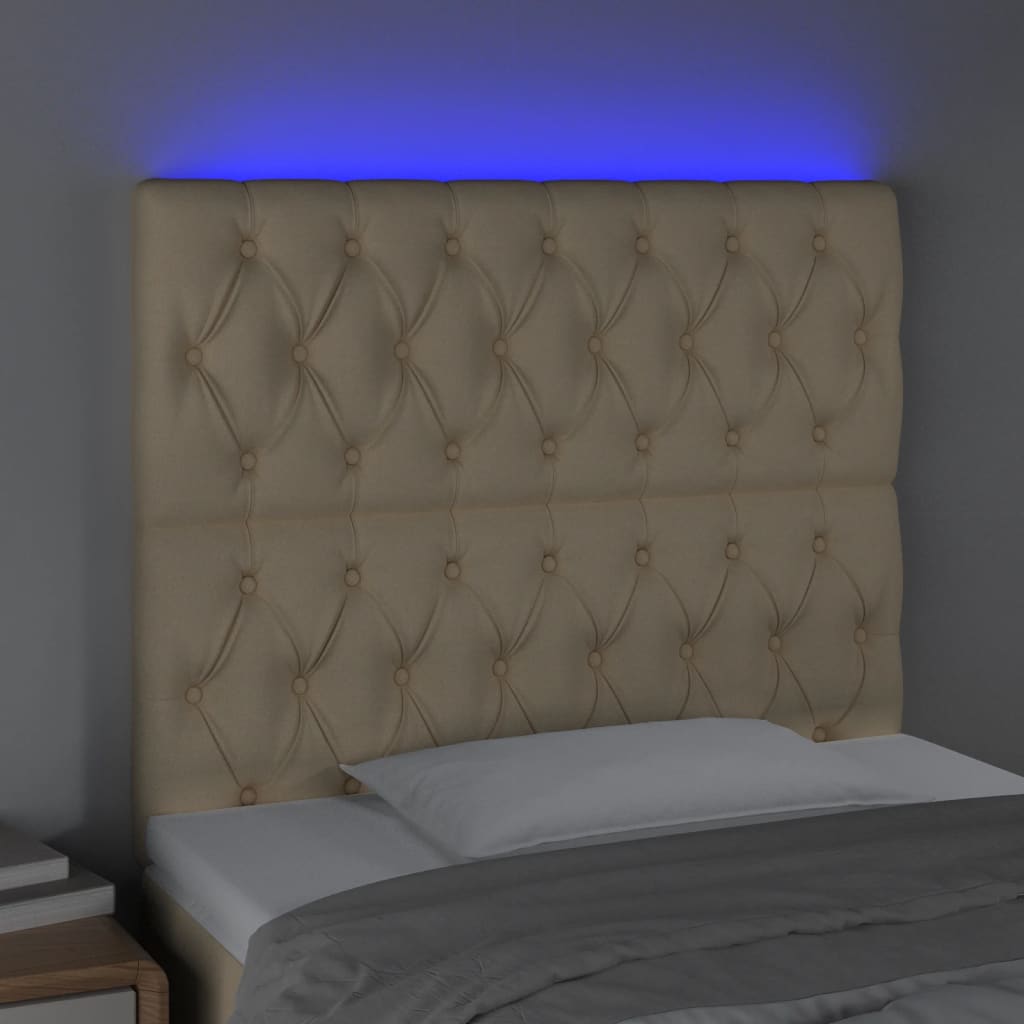 Hoofdbord LED 100x7x118/128 cm stof crèmekleurig is nu te koop bij PeponiXL, paradijselijk wonen!