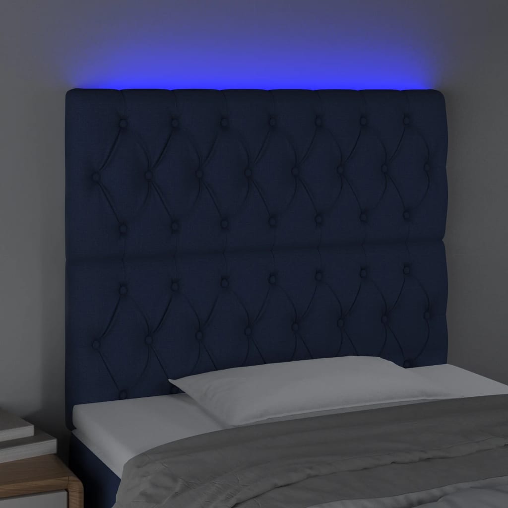 Hoofdbord LED 100x7x118/128 cm stof blauw is nu te koop bij PeponiXL, paradijselijk wonen!