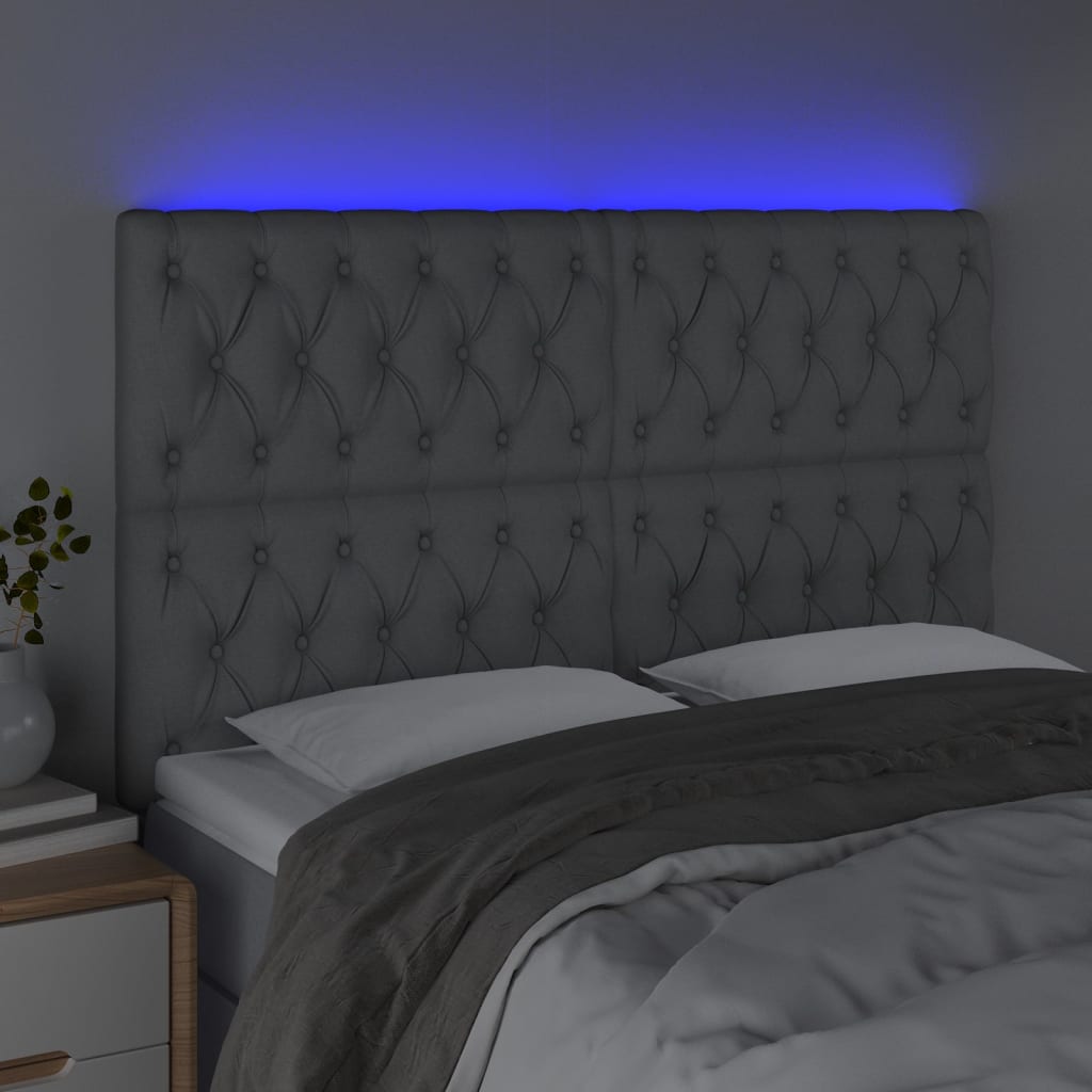 Hoofdbord LED 144x7x118/128 cm stof lichtgrijs is nu te koop bij PeponiXL, paradijselijk wonen!