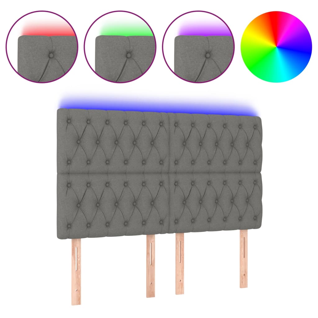 Hoofdbord LED 144x7x118/128 cm stof donkergrijs is nu te koop bij PeponiXL, paradijselijk wonen!