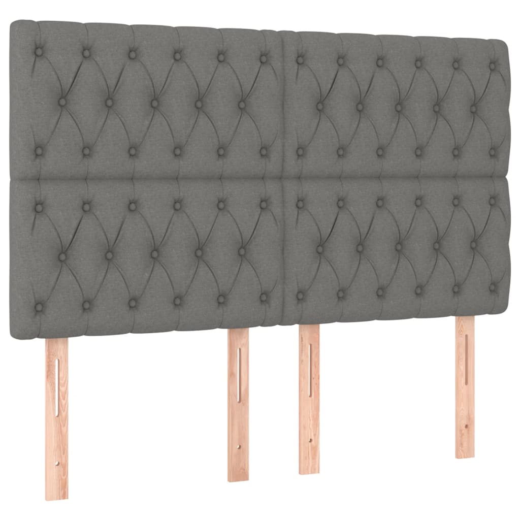 Hoofdbord LED 144x7x118/128 cm stof donkergrijs is nu te koop bij PeponiXL, paradijselijk wonen!