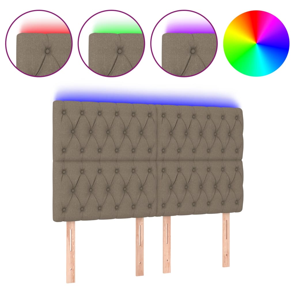 Hoofdbord LED 144x7x118/128 cm stof taupe is nu te koop bij PeponiXL, paradijselijk wonen!