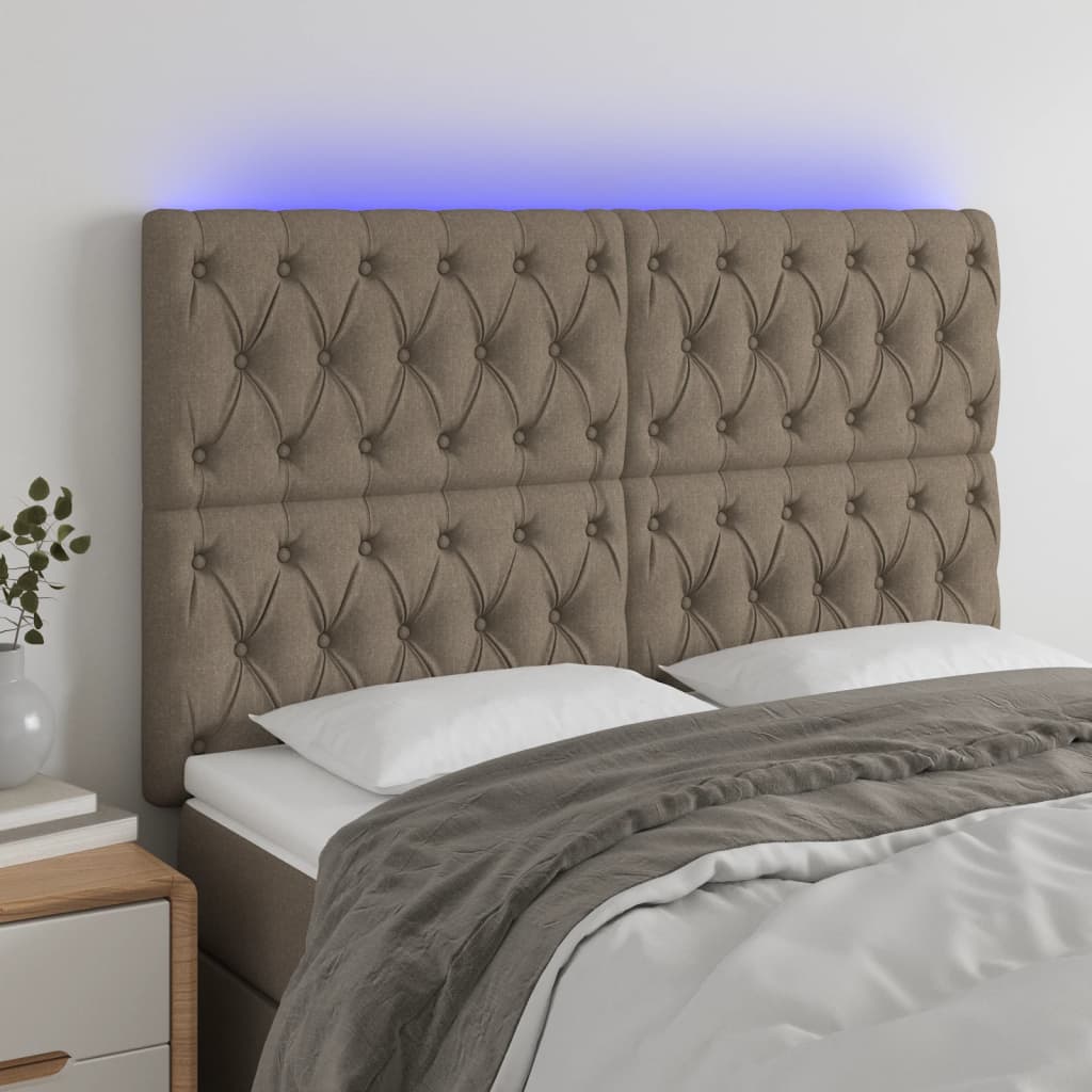 Hoofdbord LED 144x7x118/128 cm stof taupe is nu te koop bij PeponiXL, paradijselijk wonen!