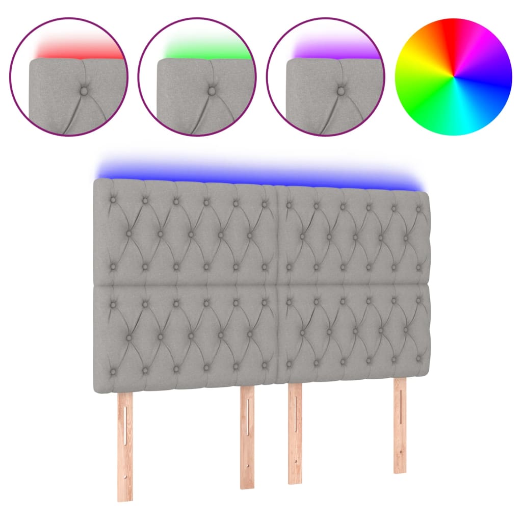 Hoofdbord LED 160x7x118/128 cm stof lichtgrijs is nu te koop bij PeponiXL, paradijselijk wonen!