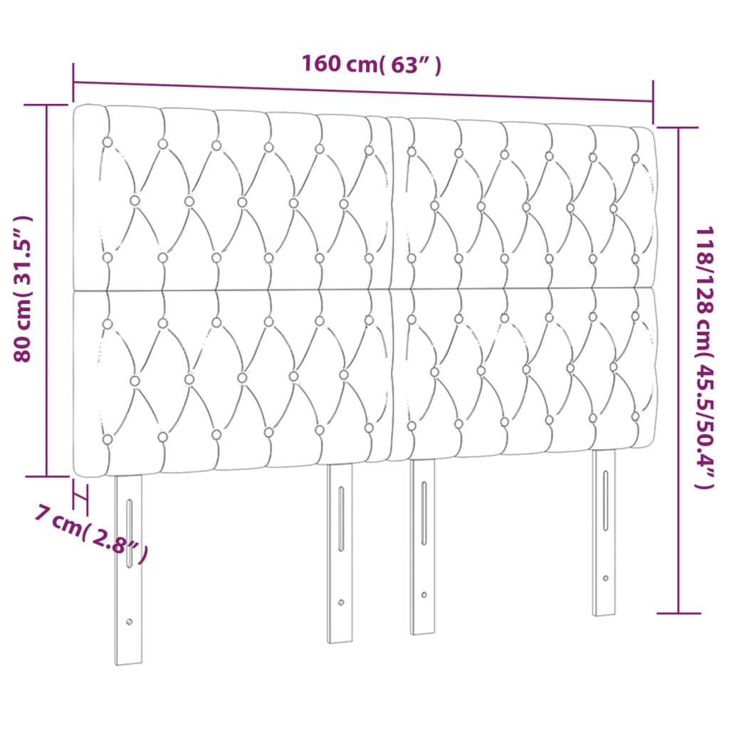 Hoofdbord LED 160x7x118/128 cm stof lichtgrijs is nu te koop bij PeponiXL, paradijselijk wonen!