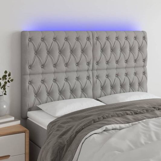 Hoofdbord LED 160x7x118/128 cm stof lichtgrijs is nu te koop bij PeponiXL, paradijselijk wonen!