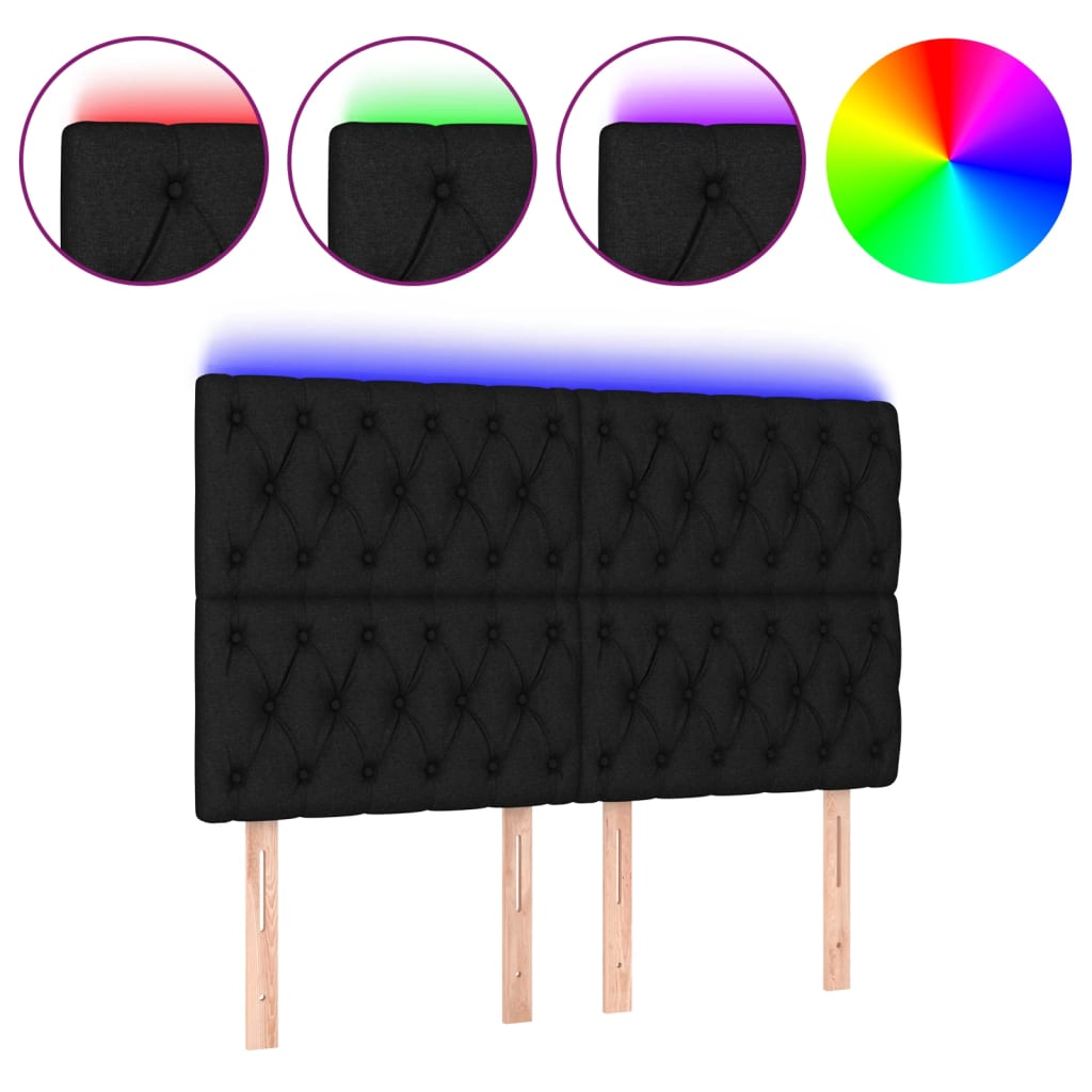 Hoofdbord LED 160x7x118/128 cm stof zwart is nu te koop bij PeponiXL, paradijselijk wonen!