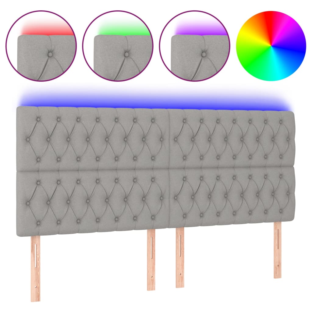 Hoofdbord LED 180x7x118/128 cm stof lichtgrijs is nu te koop bij PeponiXL, paradijselijk wonen!