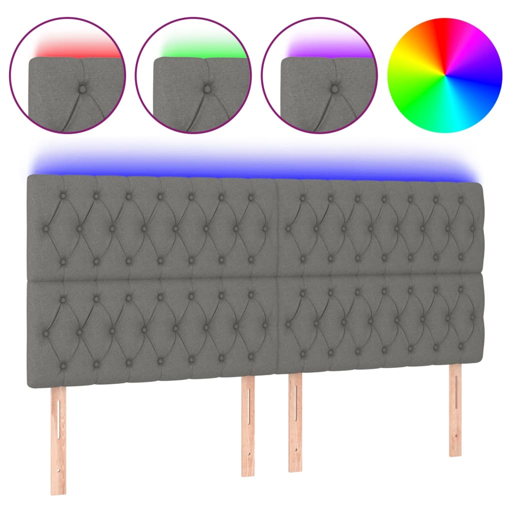 Hoofdbord LED 180x7x118/128 cm stof donkergrijs is nu te koop bij PeponiXL, paradijselijk wonen!