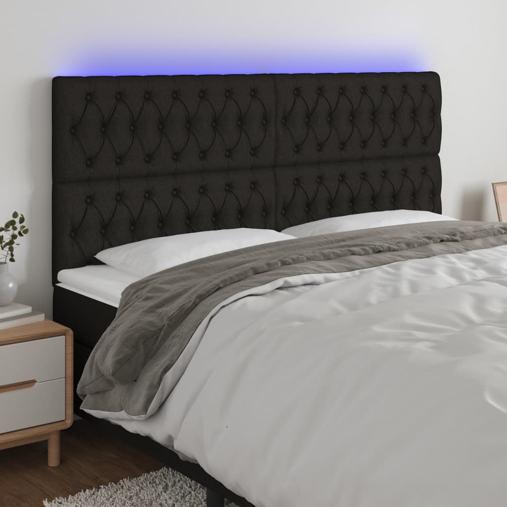 Hoofdbord LED 180x7x118/128 cm stof zwart is nu te koop bij PeponiXL, paradijselijk wonen!
