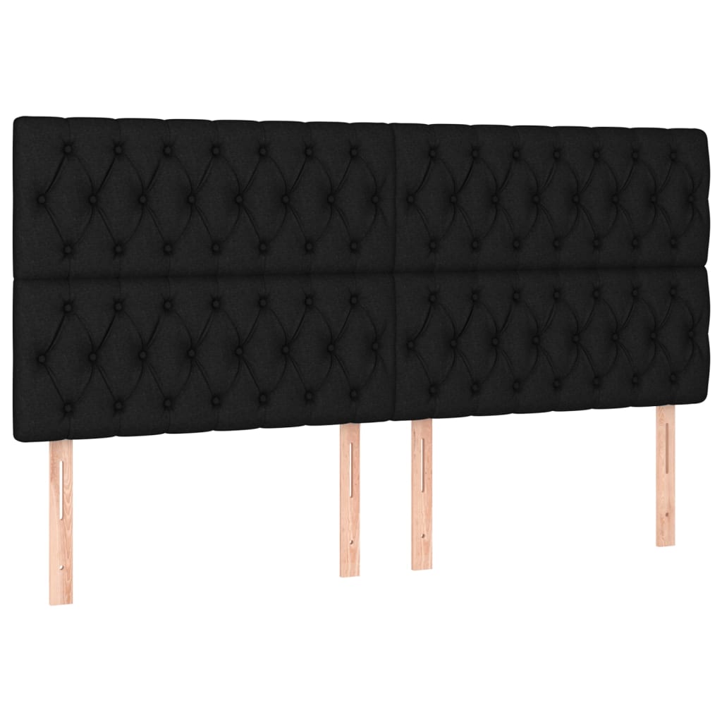 Hoofdbord LED 200x7x118/128 cm stof zwart is nu te koop bij PeponiXL, paradijselijk wonen!