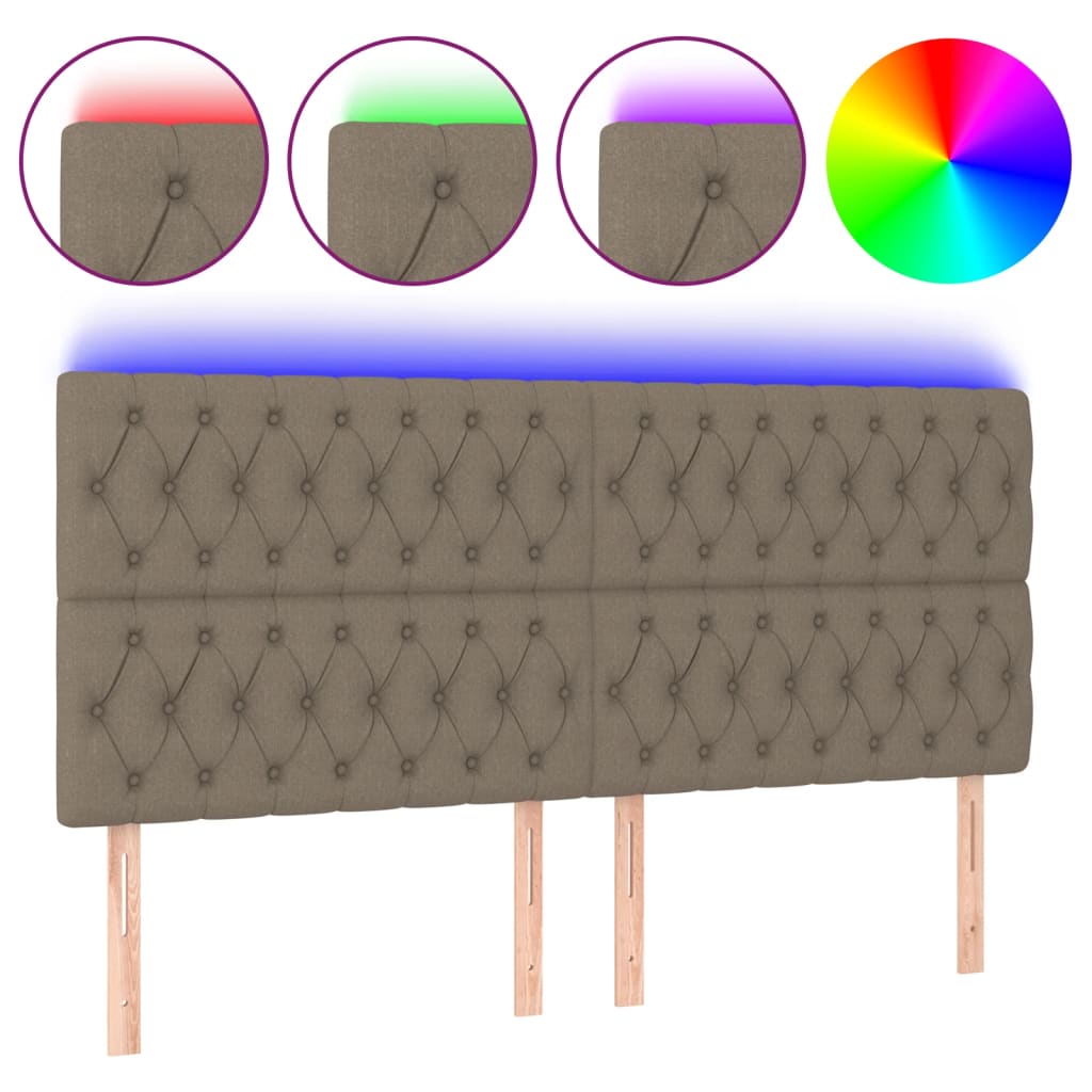 Hoofdbord LED 200x7x118/128 cm stof taupe is nu te koop bij PeponiXL, paradijselijk wonen!