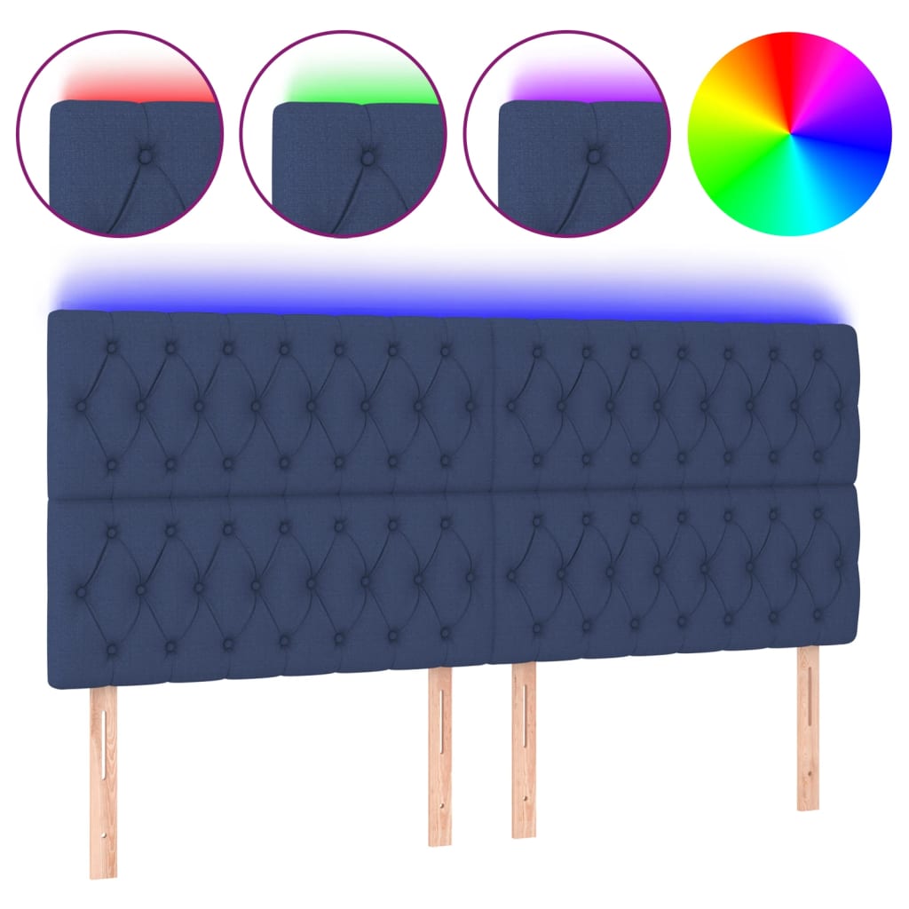 Hoofdbord LED 200x7x118/128 cm stof blauw is nu te koop bij PeponiXL, paradijselijk wonen!