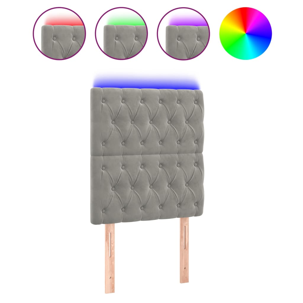 Hoofdbord LED 80x7x118/128 cm fluweel lichtgrijs is nu te koop bij PeponiXL, paradijselijk wonen!