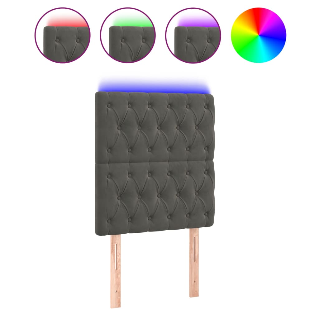 Hoofdbord LED 80x7x118/128 cm fluweel donkergrijs is nu te koop bij PeponiXL, paradijselijk wonen!