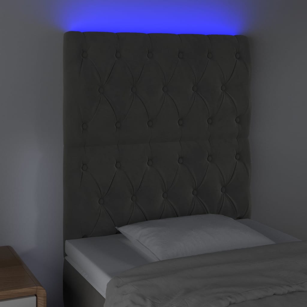 Hoofdbord LED 80x7x118/128 cm fluweel donkergrijs is nu te koop bij PeponiXL, paradijselijk wonen!