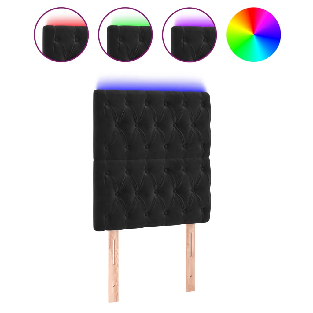 Hoofdbord LED 80x7x118/128 cm fluweel zwart is nu te koop bij PeponiXL, paradijselijk wonen!