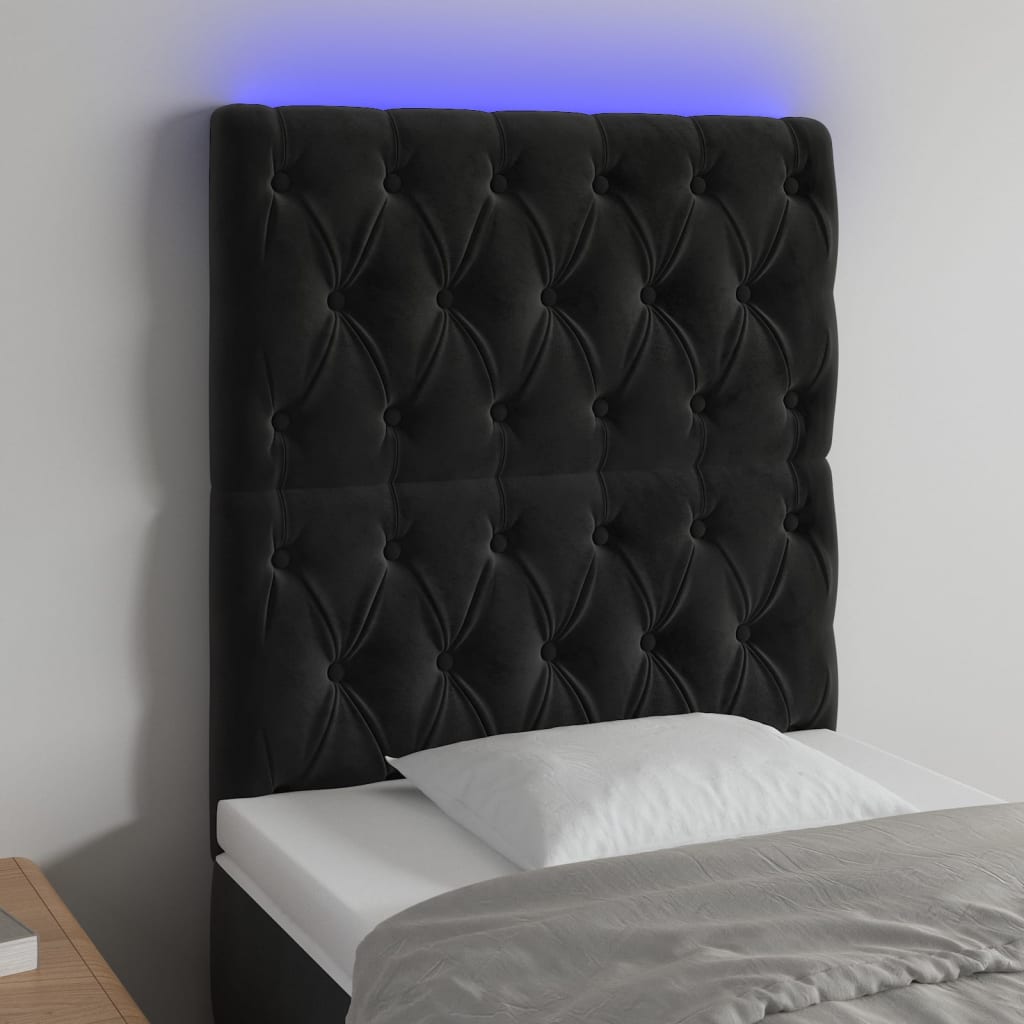 Hoofdbord LED 80x7x118/128 cm fluweel zwart is nu te koop bij PeponiXL, paradijselijk wonen!
